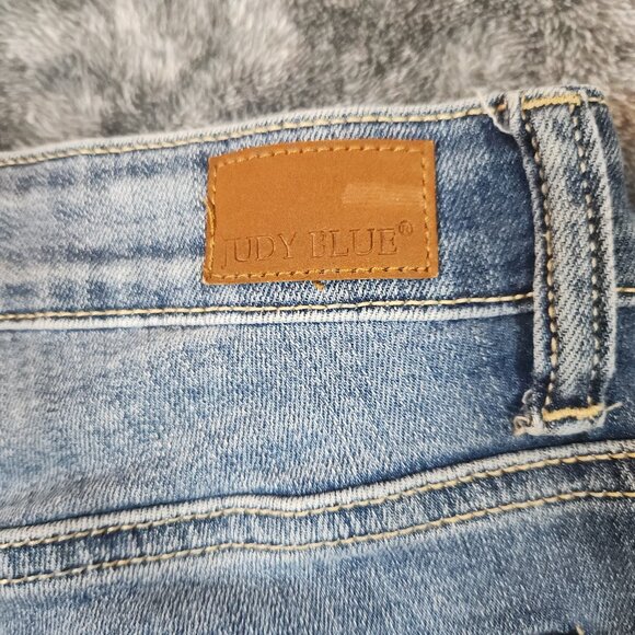Judy Blue Jeans Womens 3 26 Blue Skinny Camo Ripped Distress Stretch Denim EUC - Picture 8 of 12